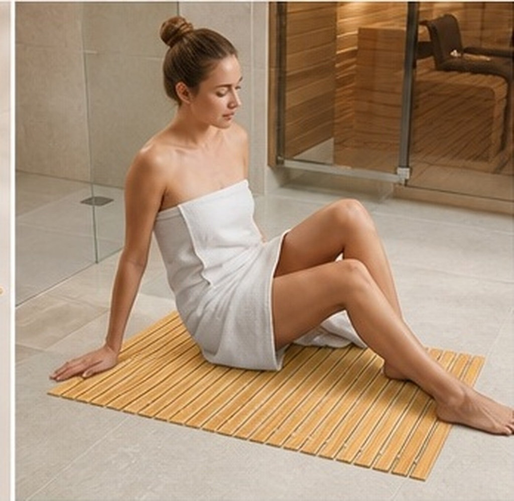 Bamboo Bath Mat - Keset Kamar Mandi Bambu Anti-Selip, Cocok